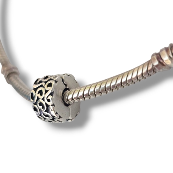 Pandora Sterling Silver Fixed Swirl Clip Charm Spacer 790338 Retired - Picture 9 of 16
